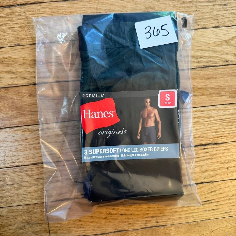 Hanes Originals Premium Supersoft Long Leg‎ Boxer Briefs 2 Pack Mens Small